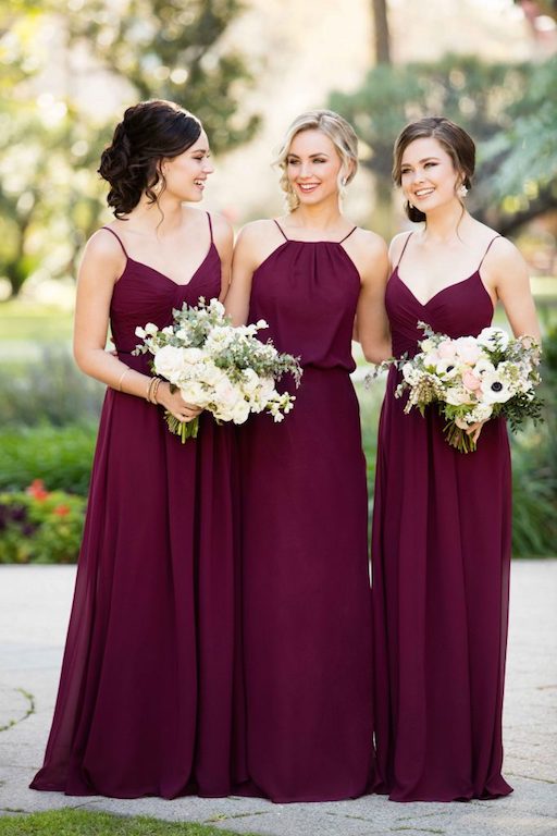 vestidos damas de honor burgundy