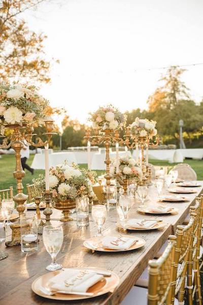 decoración boda bronce