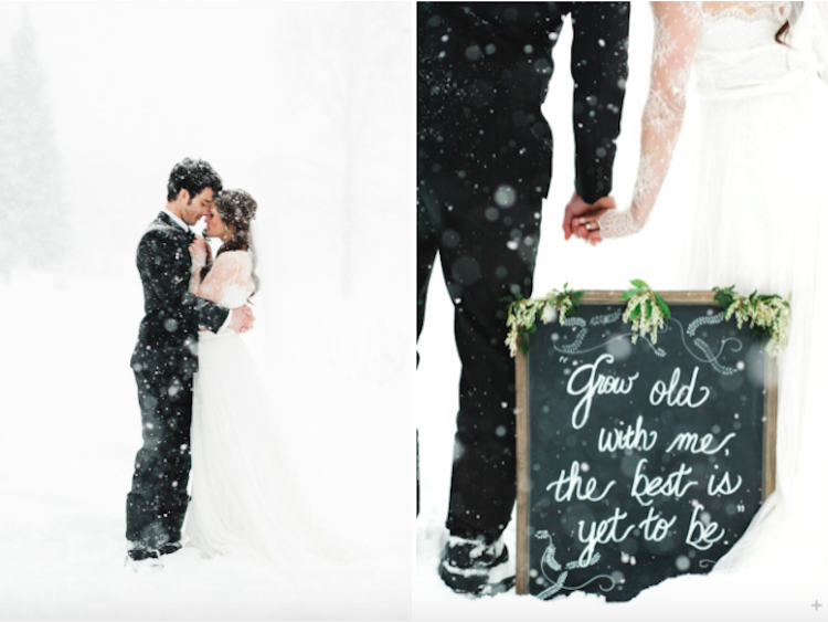 Novios boda nieve